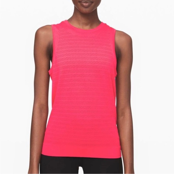 Lululemon Breeze By Ventilated Muscle Tank Sz 6 Red Pink - Picture 2 of 5